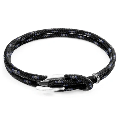 Shop Anchor & Crew Black Padstow Silver And Rope Bracelet