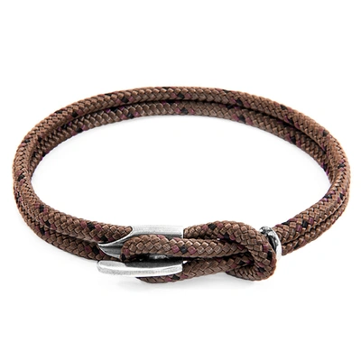 Shop Anchor & Crew Brown Padstow Silver And Rope Bracelet
