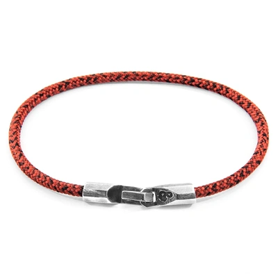 Shop Anchor & Crew Red Noir Talbot Silver And Rope Bracelet
