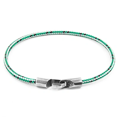 Shop Anchor & Crew Green Dash Talbot Silver And Rope Bracelet