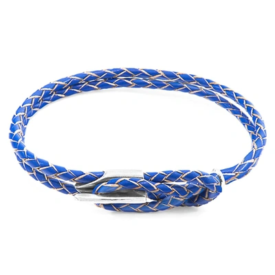Shop Anchor & Crew Royal Blue Padstow Silver And Braided Leather Bracelet