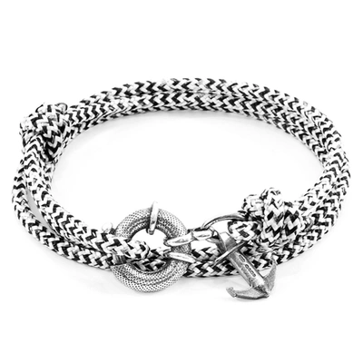 Shop Anchor & Crew White Noir Clyde Anchor Silver And Rope Bracelet