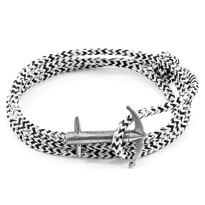 Shop Anchor & Crew White Noir Admiral Anchor Silver And Rope Bracelet