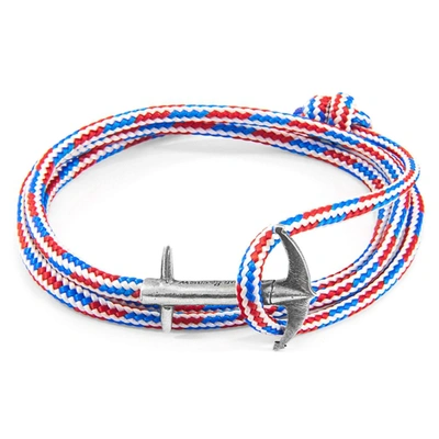 Shop Anchor & Crew Project-rwb Red White And Blue Admiral Anchor Silver And Rope Bracelet