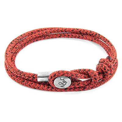 Shop Anchor & Crew Red Noir Dundee Silver And Rope Bracelet