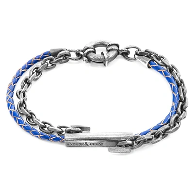 Shop Anchor & Crew Royal Blue Belfast Silver And Braided Leather Bracelet