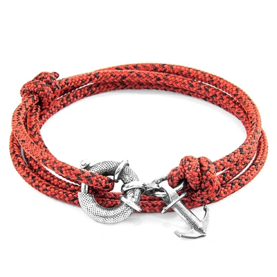 Shop Anchor & Crew Red Noir Clyde Anchor Silver And Rope Bracelet