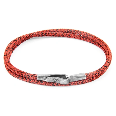 Shop Anchor & Crew Red Noir Liverpool Silver And Rope Bracelet