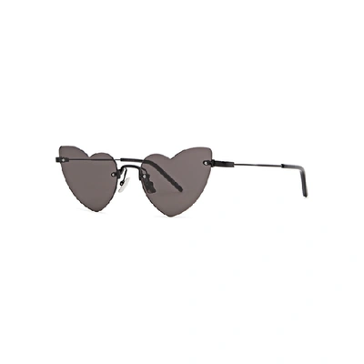 Shop Saint Laurent Loulou Heart-frame Sunglasses In Black