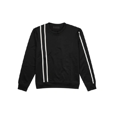Shop Helmut Lang Black Striped Stretch-jersey Sweatshirt