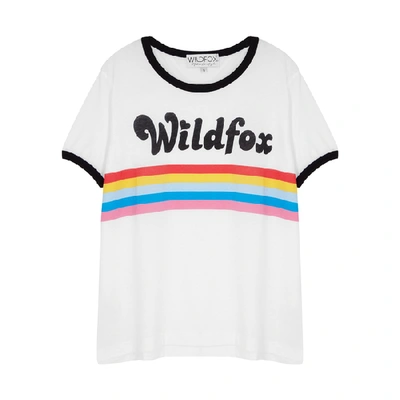 Shop Wildfox Logo-print Slubbed Jersey T-shirt In White