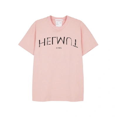 Shop Helmut Lang Light Pink Printed Cotton T-shirt
