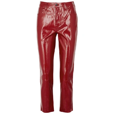 Shop J Brand Ruby Slim-leg Patent Leather Jeans In Dark Red