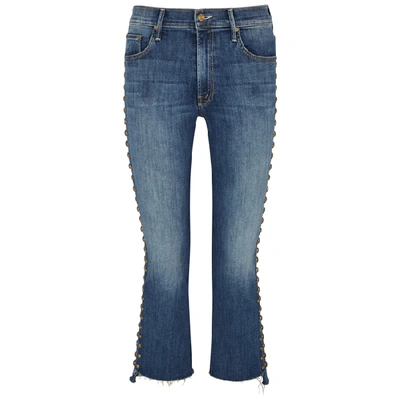 Shop Mother The Insider Studded Slim-leg Jeans In Dark Blue