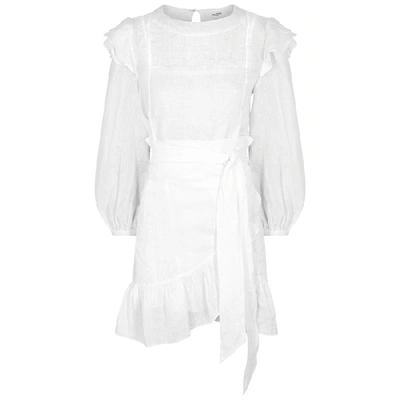 Shop Isabel Marant Étoile Telicia Ruffle-trimmed Linen Mini Dress In White