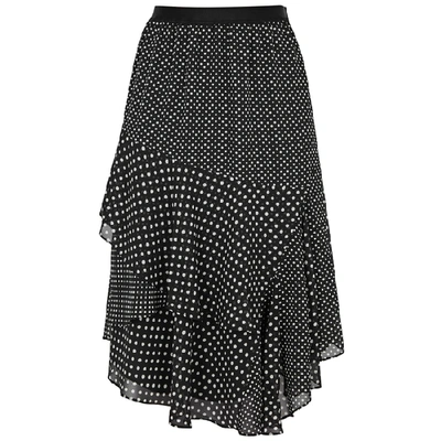Shop Joie Deshay Polka-dot Silk Skirt In Black And White