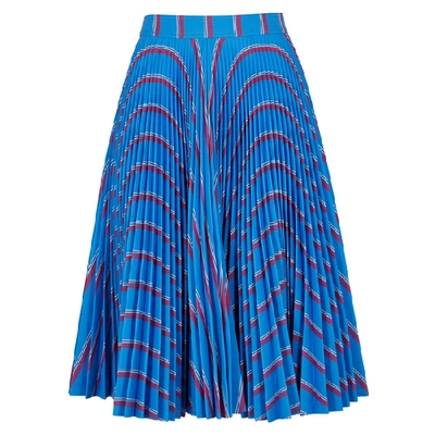 Shop Calvin Klein 205w39nyc Blue Striped Pleated Skirt