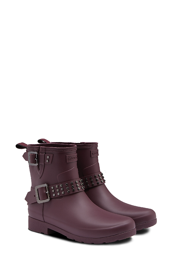 hunter refined stud waterproof biker boot