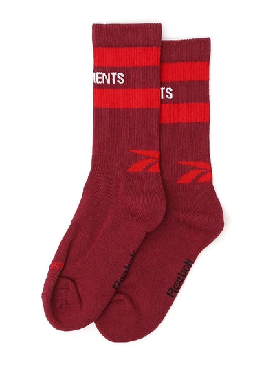 Shop Vetements Logo Socks In Red