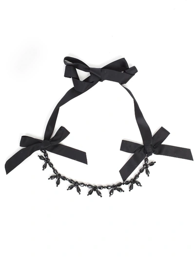 Shop Simone Rocha Bow Embellished Necklace In Black