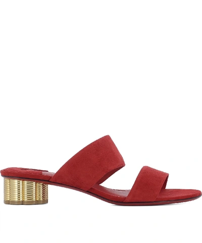 Shop Ferragamo Salvatore  Colonna Heel Sandal In Red