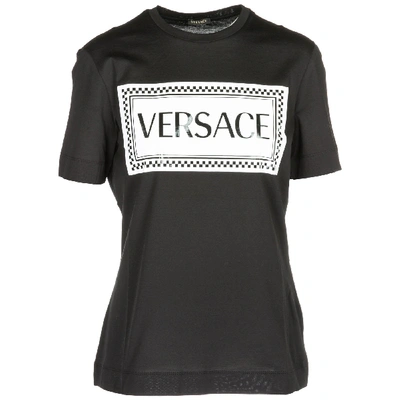 Shop Versace Logo Print T In Black
