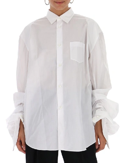 Shop Junya Watanabe Oversized Ruffle Cuff Shirt In White