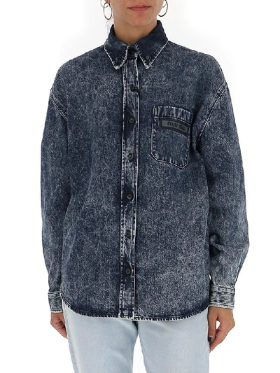 Shop Miu Miu Stonewash Denim Jacket In Blue