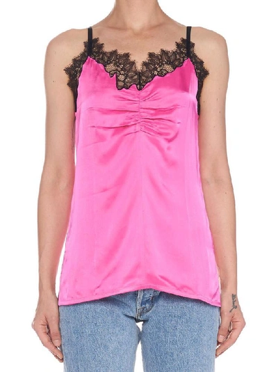 Shop Helmut Lang Lace Slip Top In Pink