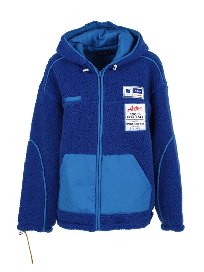 Shop Ader Error Ader Erro Fleece Bomber Style Jacket In Blue