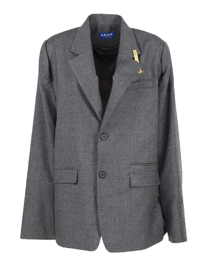 Shop Ader Error Single Breasted Blazer Jacket In Grey