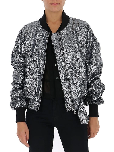 Shop Amen Sequined Bomber Jacket In Silver