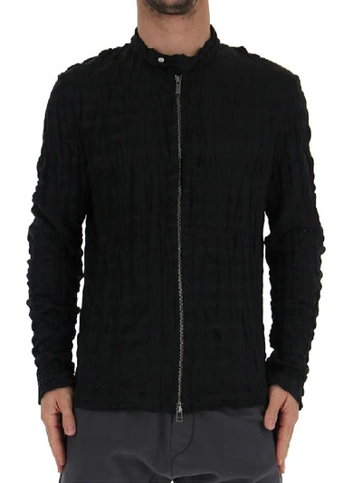 Shop Issey Miyake Men Crinkled Zip Jacket In Black