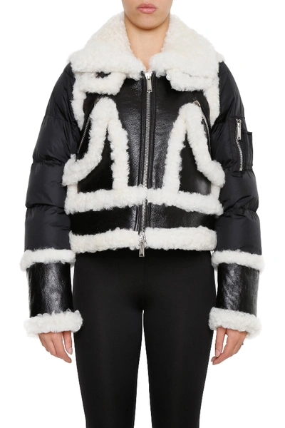 Shop Dsquared2 Shearling Biker Jacket In Black