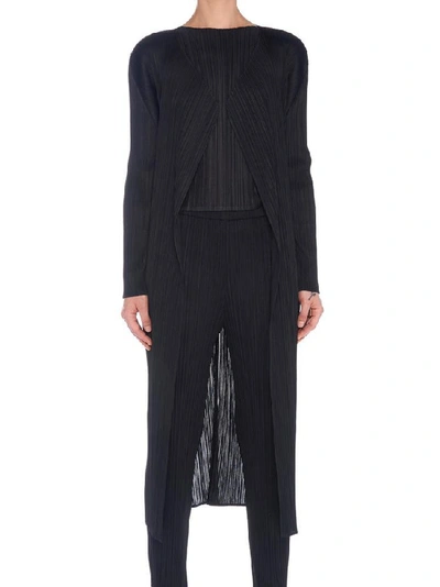 Shop Issey Miyake Pleats Please By  Pleated Cardigan In Black