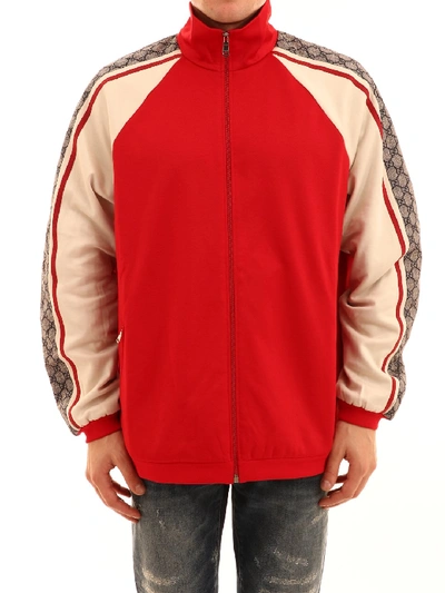 Shop Gucci Oversize Technical Logo Band Jacket In Red