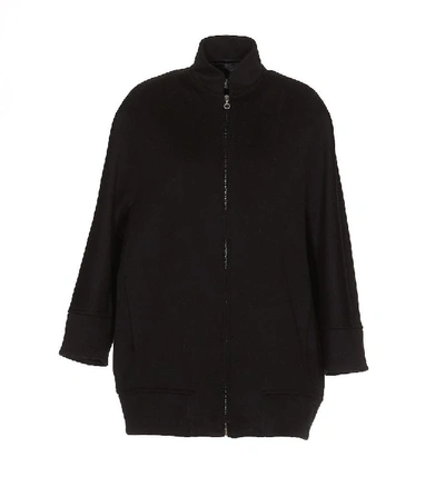 Shop Alberto Biani Oversized Zip Up Jacket In Black
