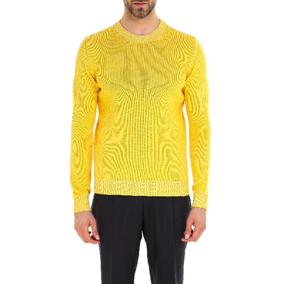 Shop Nuur Ribbed Crewneck Sweater In Yellow
