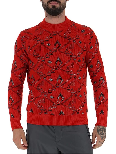 Shop Saint Laurent Knit Pattern Sweater In Red