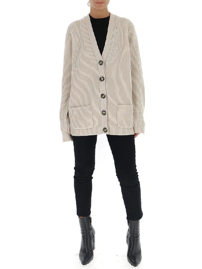 Shop Helmut Lang Rubbed Oversized Cardigan In White