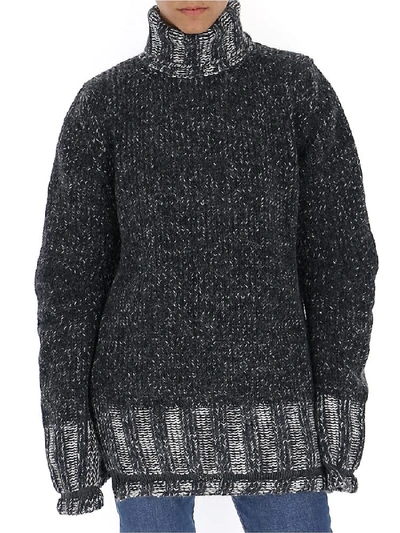 Shop Mm6 Maison Margiela Mm6 By Maison Margiela Oversized Chunky Knitted Sweater In Grey
