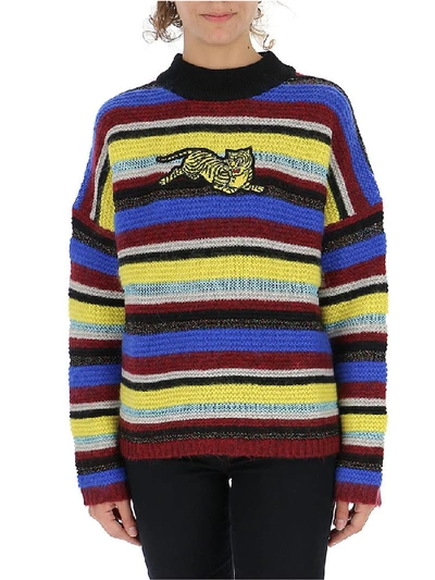 Shop Kenzo Tiger Patch Stripe Sweater In Multi