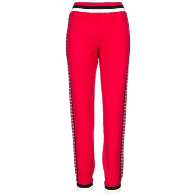 Shop Fendi Houndstooth Side Band Track Pants In Red