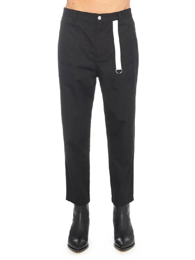 Shop Helmut Lang Cropped Straight Cut Trousers In Black