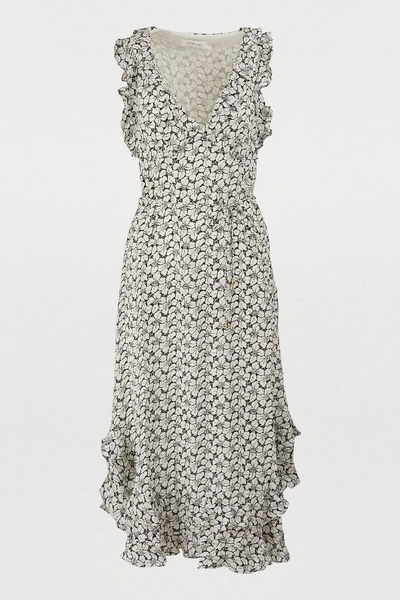 Shop Zimmermann Silk Midi Dress In Pearl Waterlily