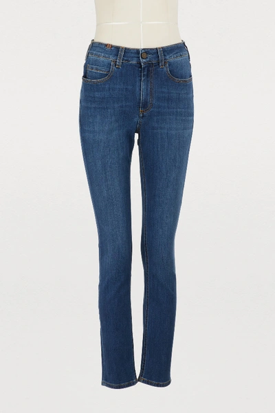 Shop Atelier Notify Bamboo Skinny High-waisted Jeans In Médium Blue