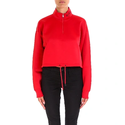 Shop Kenzo Sport Cropped Zip Sweatshirt In Red