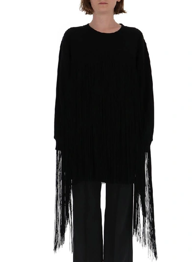 Shop Mm6 Maison Margiela Oversized Fringe Feature Sweater In Black