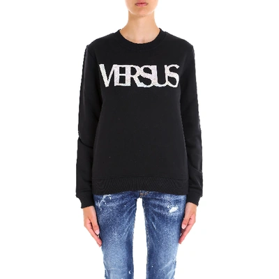 Shop Versus Classic Logo Print Sweatshirt In Black