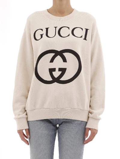 Shop Gucci Gg Logo Sweatshirt In White